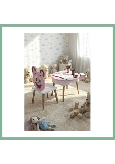 Bşkvirgo Happy Face Masa Sandalye Seti Pembe Bsk2026