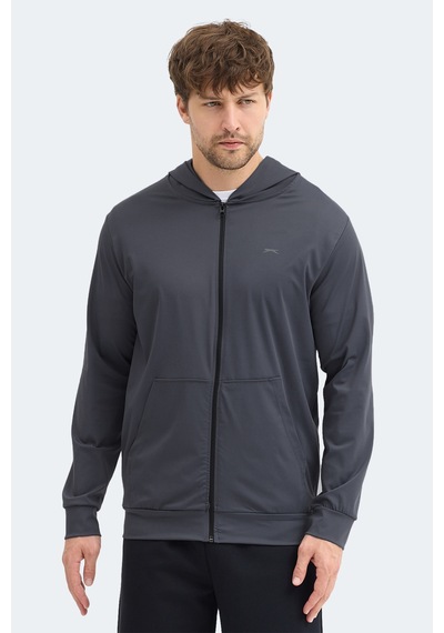 Slazenger Kelenor Erkek Kapüşonlu Cepli Koyu Gri Sweatshırt Koyu Gri