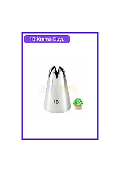 1b Kapalı Yıldız Desen Krema Duyu Büyük Boy Pasta Duyu Paslanmaz Çelik Krema Torbası Ucu 3.0x1.7x4.7 Cm Metalik Gri