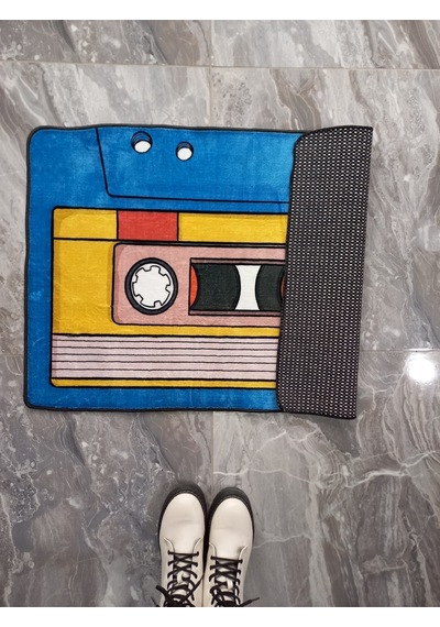 Kaset Dekoratif Genç Odası Halısı Modern Yolluk Halısı Kaymaz Dokuma Taban Bambu Kalite Oda Dekoru Mavi