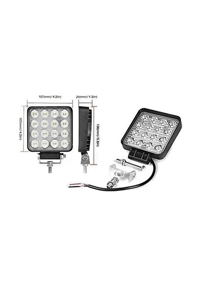 Sis Farı Kare Beyaz 16 Ledli 12/80v - 48w Adet 10 X 10 Cm - Universal