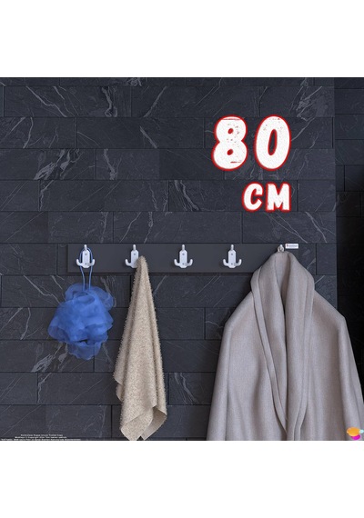 Modilayn Arı Serisi 15 Kancalı Banyo Askısı - 5'li Set 76,4x9,6 Cm Ekstra Düzen Ve Yer Tasarrufu Antrasit