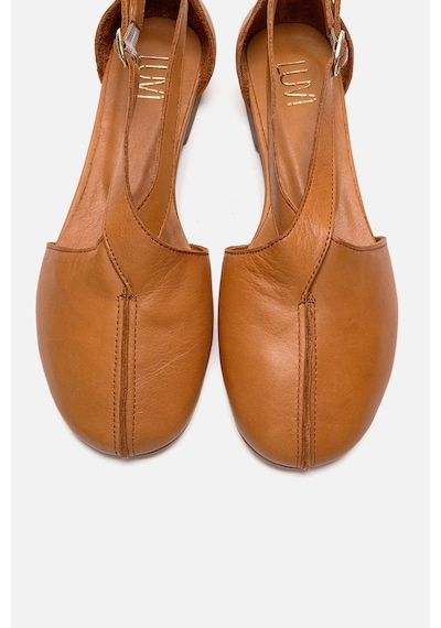 Luvishoes Fable Taba Cilt Hakiki Deri Yanları Açık Kadın Babet Ayakkabı