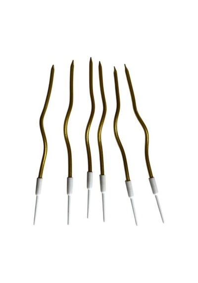 Eğik Pasta Mumu Altın Renkli 6 Lı 14 Cm