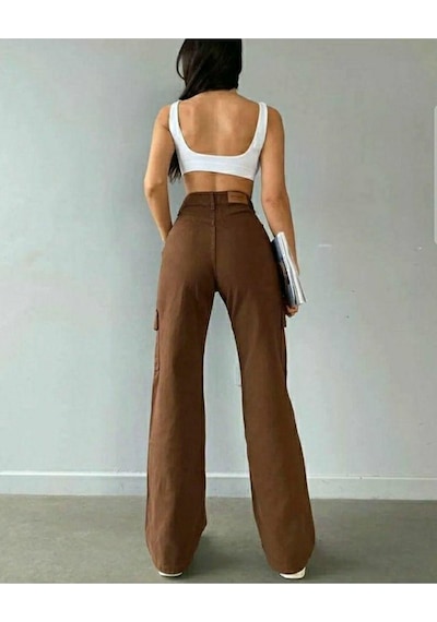 Lavajeans Ramsey Kadın Kahverengi Solmaz Likralı Arka Cepsiz Model Kargo Lavajeans Pantolon Kahverengi1 Kahverengi