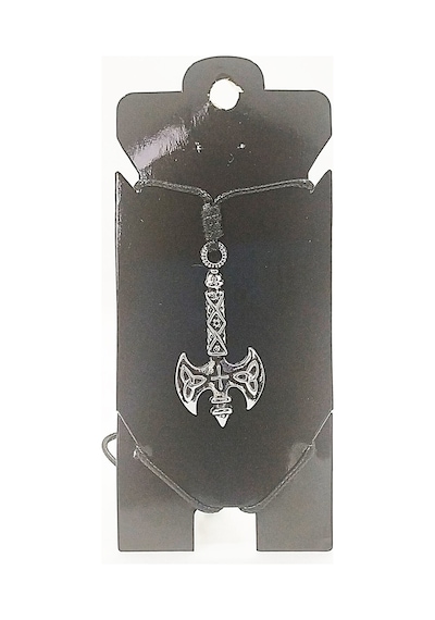 Kore İp Askılı Ve Krom Çelik Kaplamalı Unisex Tribal Kolye Gümüş4