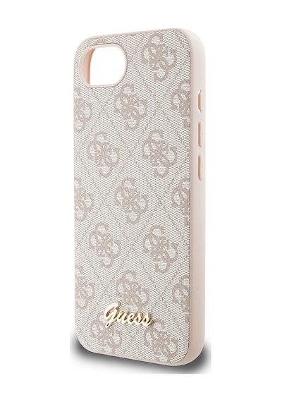 Apple iPhone 16e Uyumlu Kılıf Guess Lisanslı 4g Desenli Script Metal Logolu Kapak Pembe