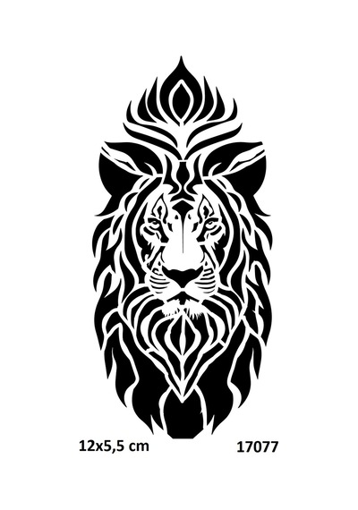 Airbrush Tattoo Lotus Aslan Modeli Yapışkanlı Stencil Süsleme Ve Boyama Kalıbı