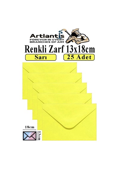Sarı Zarf 13x18 Cm 25 Adet Sarı Mektup Zarfı Davetiye Zarfı Kartpostal Çekiliş Hediye Zarfı