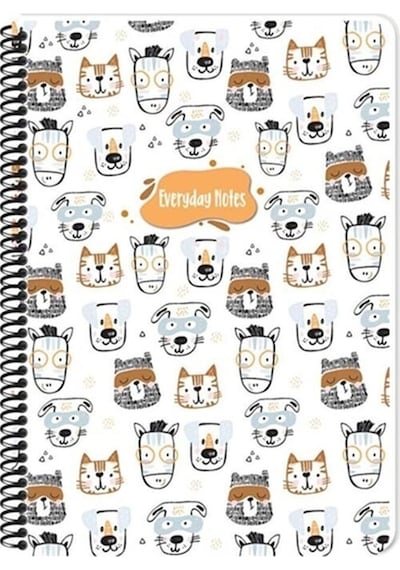 Keskin Animal Friends Karton Kapak Spiralli Defter 16,5x22,5 80 Yp Çizgili