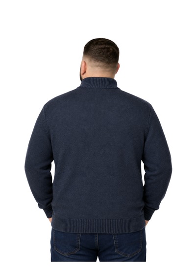 Battalmoda Erkek Büyük Beden Lacivert Hattush Dik Yaka Cepli Triko Hırka 3xl-4xl-5xl-6xl