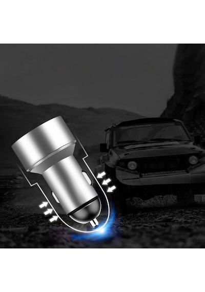 Araç Hızlı Şarj Aleti Oto Çakmaklık Çift Usb Girişli 3.1A Gri