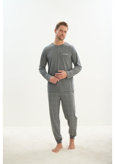 Sevim Erkek Uzun Kol Gri Melanj Pijama Takım C4t2n5o9 001
