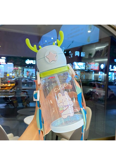 "saman Ve Ayarlanabilir Omuz Askılı Ren Geyiği Temalı Yalıtımlı Su Şişesi" Blue, 600ml