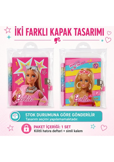 Bakgelal Barbie Kilitli Hatıra Defteri Seti Kalemli Günlük Defter, Kilit Ve Çocuk Kırtasiye Seti - 9080554717457 Çok Renkli