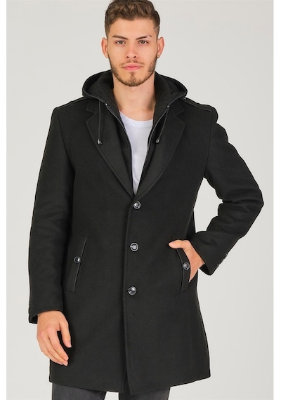 Plt8406 Dewberry Erkek Palto-Siyah
