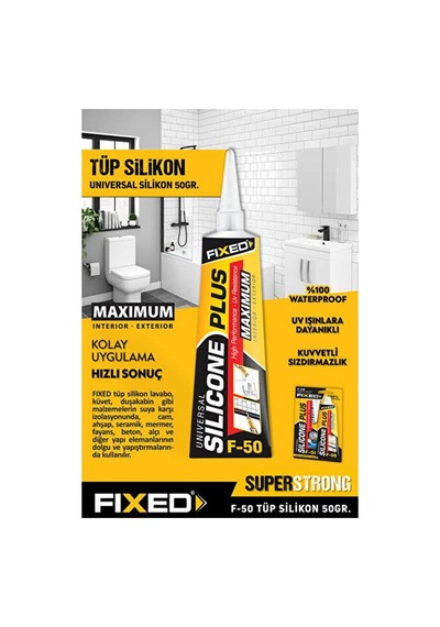 Fıxed F50 Genel Çok Amaçlı 50g, Tüp Silikon Yapıştırıcı Şeffaf Çok Renkli