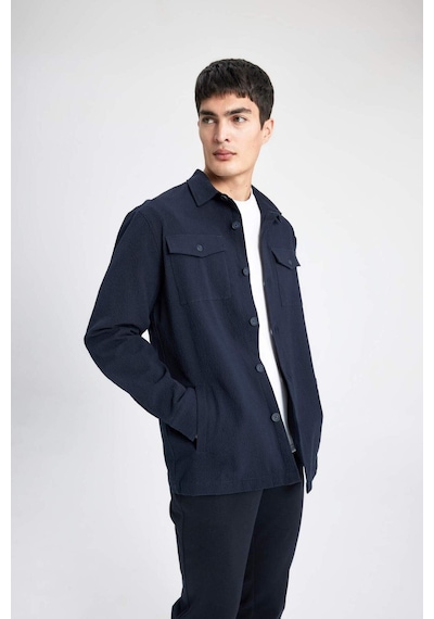 DeFacto Regular Fit Polo Yaka Gofre Dokulu Gömlek Ceket B6682AX24SPNV106