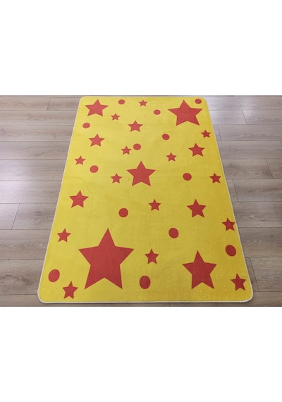 Çam Halı Kids Sarı Kırmızı Taraftar Yıldız Desenli Çocuk Odası Halısı - 120x180 Sarı