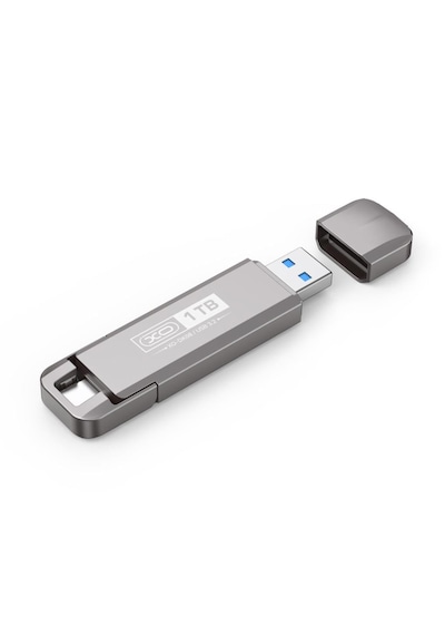 1tb Usb 3.2 + Type-c Çift Girişli Taşınabilir Flash Bellek Yüksek Hızlı, Dayanıklı Ve Şok Korumalı Gri