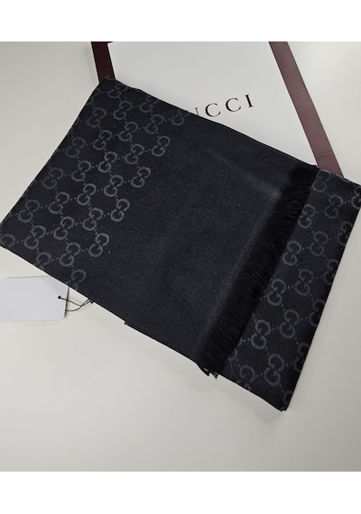 Miorel Scarfs İnce Kumaş G Desen Pamuklu Şal Yün İpek Şal 4 Mevsim Çift Taraflı Antrasit