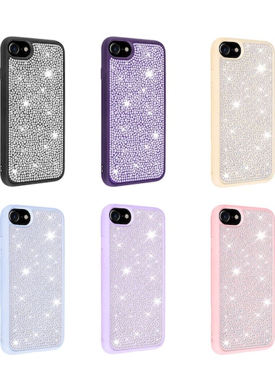Apple iPhone Uyumlu 8 Kılıf Parlak Taşlı Tasarım Zore Ston Kapak - Pembe