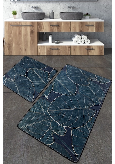 Zeleno Banyo Halısı Djt 2 Li Set Banyo Halısı Paspas Yıkanabilir Kaymaz Çok Renkli