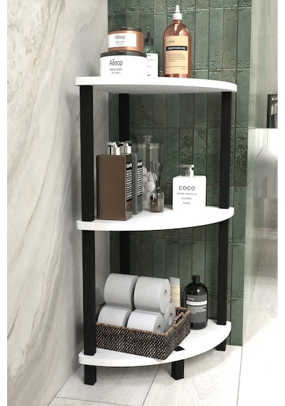 Decoline Banyo Rafı 3 Katlı Moblen Modern Organizer Depolama Ünitesi-beyaz Beyaz