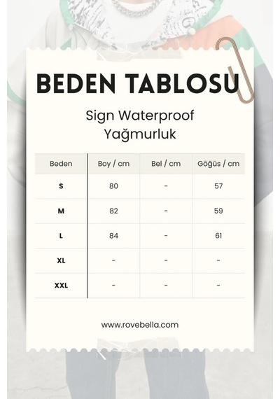 Rovebella Sign Waterproof Mont Yağmurluk Çok Renkli