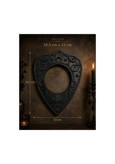 Ouija Temalı Dekoratif Fotoğraf Çerçevesi Siyah Mistik Duvar Çerçevesi 28,5x22 Cm