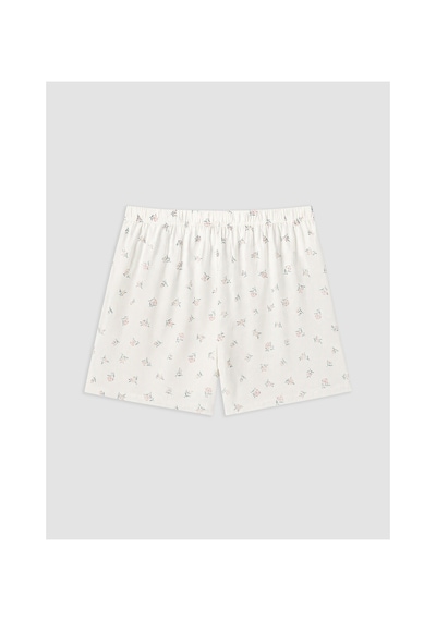 Lcw Dream Ekru Çiçekli Kadın Şort Pijama Alt