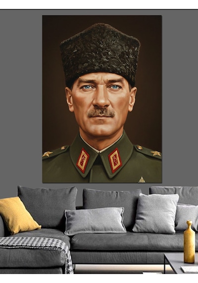 Ahşap Tablo Osmanlı Subayı Atatürk Askeri Portre Dekoratif Tablolar