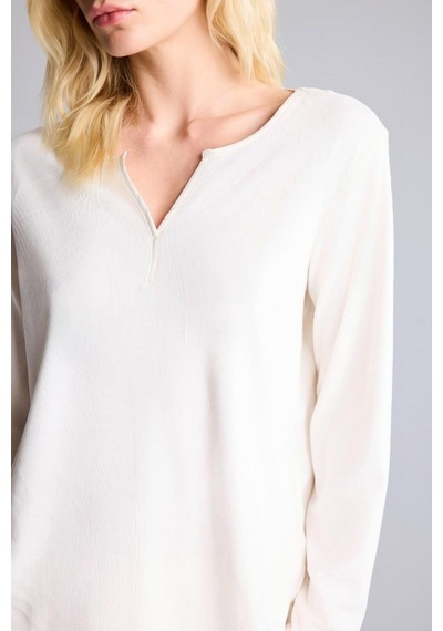 Defacto Regular Fit V Yaka Uzun Kollu Velur Pijama Takımı A3356ax26auer134 Ekru-er134