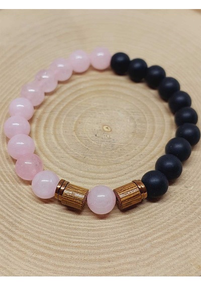 Pembe Kuvars & Oniks Taşı 8mm Unisex Tasarım Bileklik Hawaii Mode Çok Renkli
