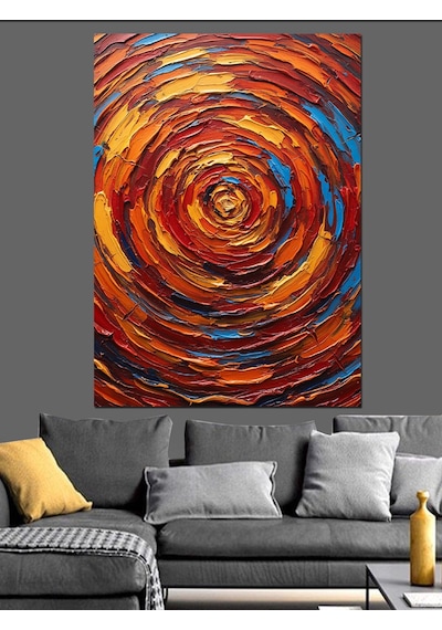 Ahşap Tablo Soyut Renkli Spiral Boyama