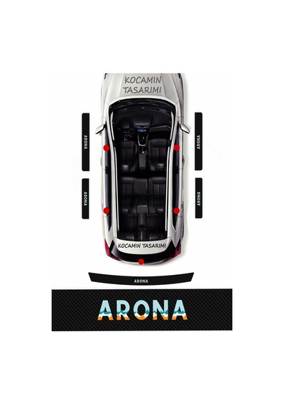 Seat Arona Karbon Folyo Kapı Eşiği Koruyucu Çizilmelere Karşı 5 Parça Renkli Baskılı Set