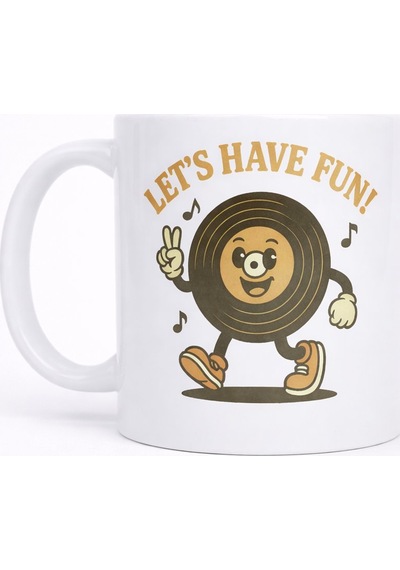 Let S Have Fun Neşeli Plak Seramik Kupa Beyaz - Çok Renkli
