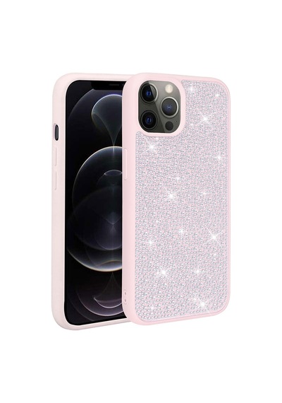 Noktaks - İphone 14 Pro Uyumlu Kılıf Parlak Taşlı Tasarım Ston Kapak - Pembe - T26998