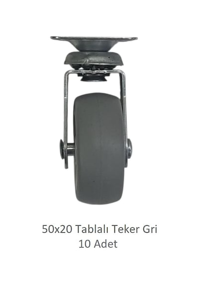 Ofis Koltuk Dolap Etajer 360 Derece Döner 50 X 20 Tablalı Teker Gri 50 Mm 10 Adet Gri