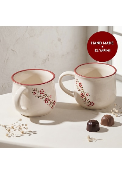 Aryıldız Rosella 2 Li Seramik Kupa Kırmızı 150 Ml Çok Renkli
