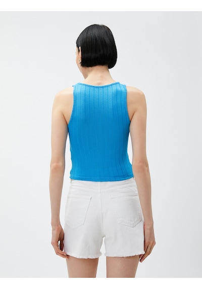 Koton Crop Atlet Bisiklet Yaka Kolsuz Mavi 3sak10015ek 3SAK10015EK637
