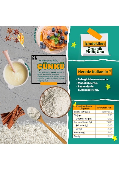 Organik Pirinç Unu +4 Ve +6 Ay-250 Gram