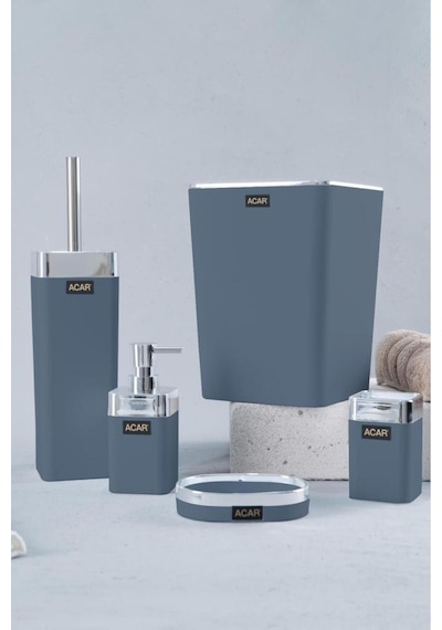 Aria 5 Parça Akrilik Banyo Seti Gri - Akr-05506/8 Gri