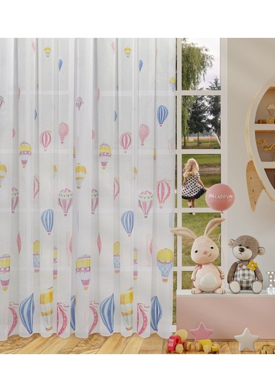 Caserta Home Baloon Renkli Balonlar Çocuk Odası Tül Perde