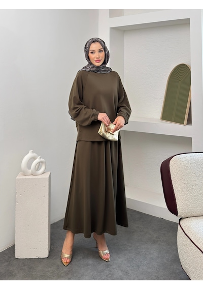 Elite Model Modal Kumaş Kadın Alt Üst Takım Haki