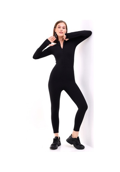 Winmoda34 Kadın Dalgıç Polarlı Likralı Spor Günlük Tulum Önden Fermuar Detaylı Uzun Kol Parmak Geçmeli Model Siyah Winmoda34 Kadın Dalgıç Polarlı Likralı Spor Günlük Tulum Önden Fermuar Detaylı Uzun Kol Parmak Geçmeli Model Siyah