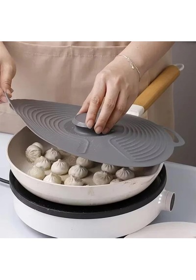 Evrensel 3'lü Tutma Saplı Silikon Tencere & Tava Kapak Seti, 20-23-28 Cm, Toprak Diğer