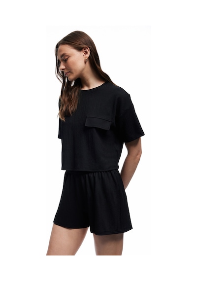 Koton Bürümcük Kumaş Regular Fit Mini Şort Siyah 5sak70072ek Siyah