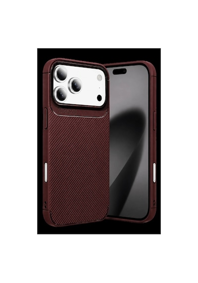 Newface Apple iPhone Uyumlu 18 Pro Max Auto Focus Karbon Kapak - Bordo Düz Renkli