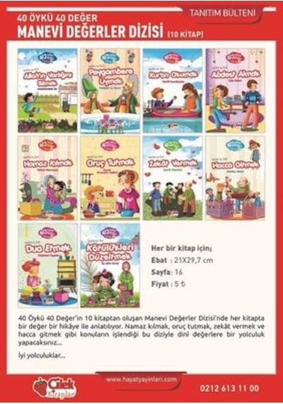 40 Öykü 40 Değer-Manevi Değerler Dizisi-10 Kitap Takım - Nezihe Ak İnci - Çilek Kitaplar